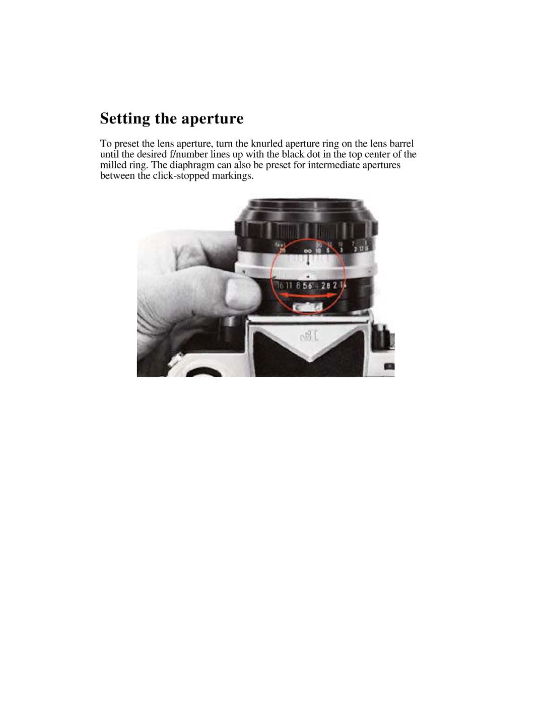 Nikon f instruction manual Setting the aperture 