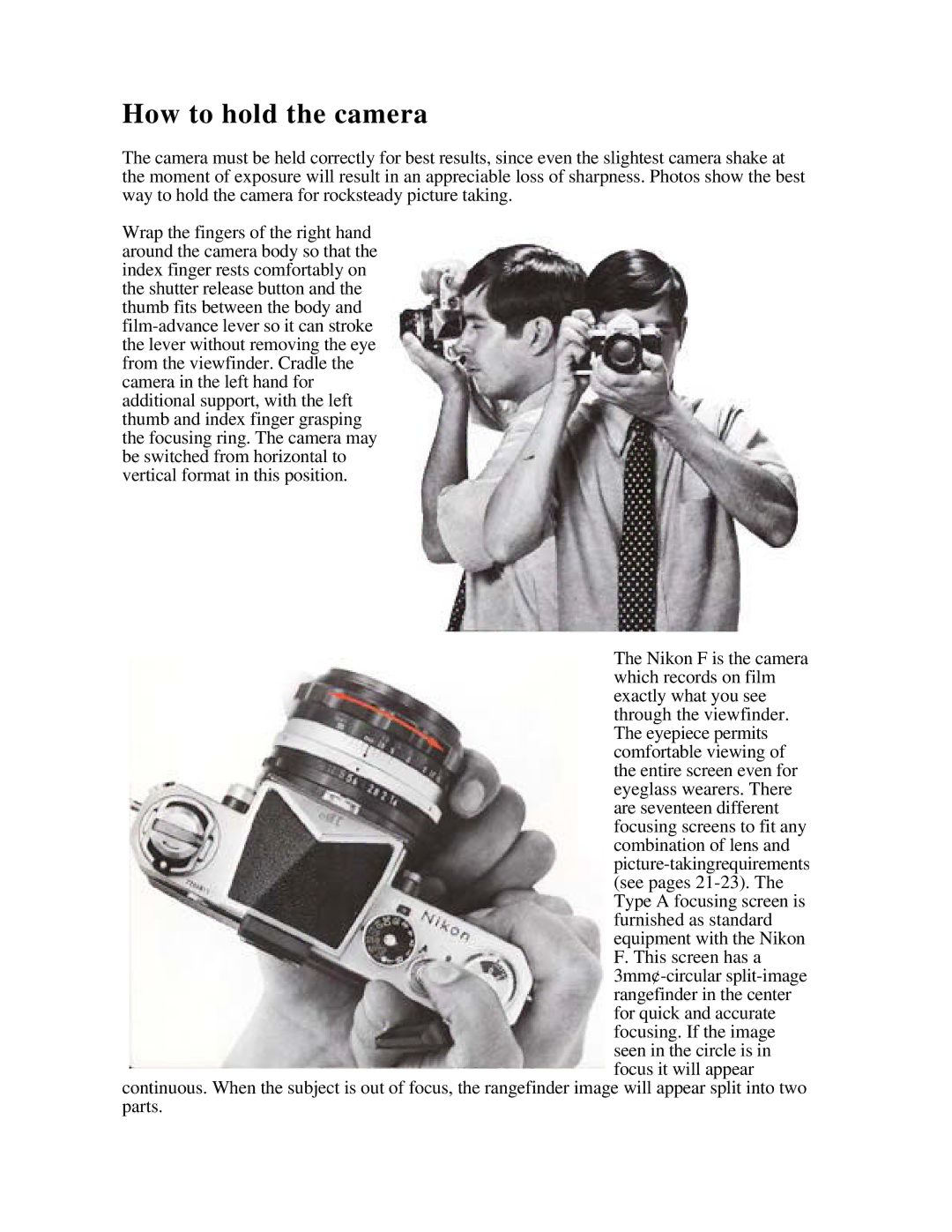 Nikon f instruction manual How to hold the camera 