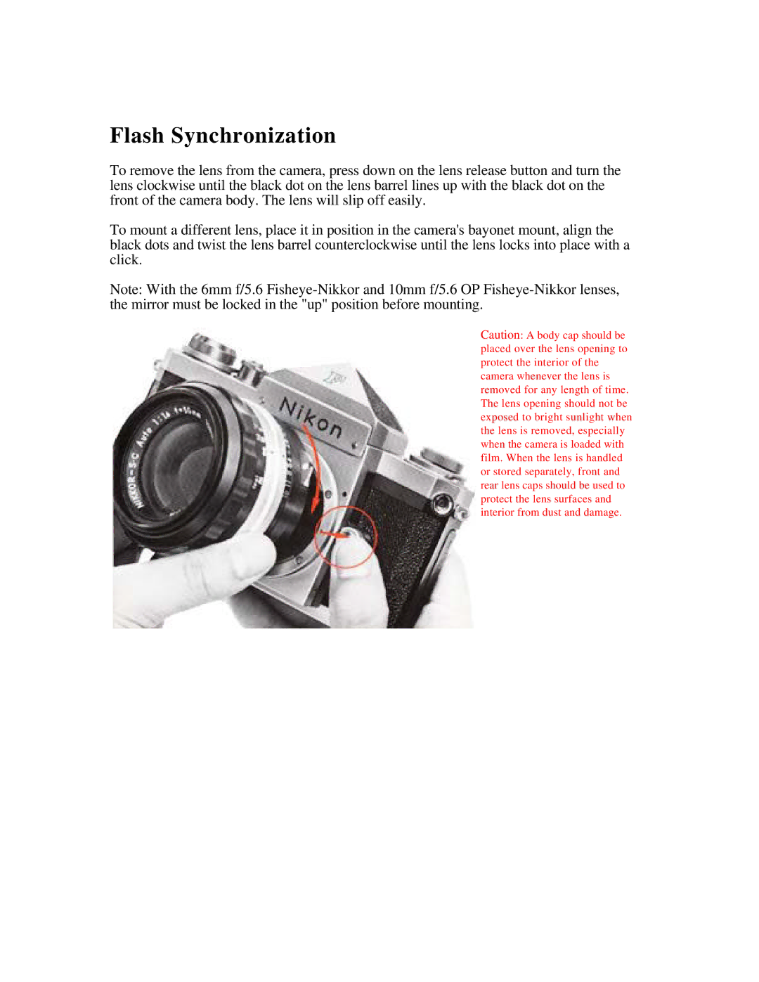 Nikon f instruction manual Flash Synchronization 