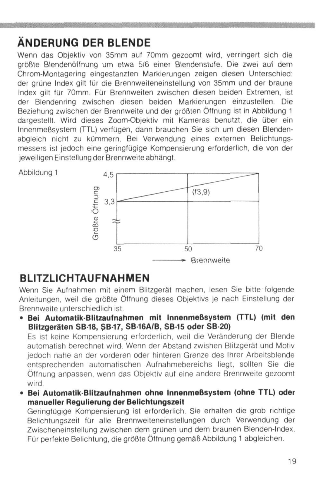Nikon instruction manual Anderung Der Blende, Blitzlichtaufnahmen, 355070 