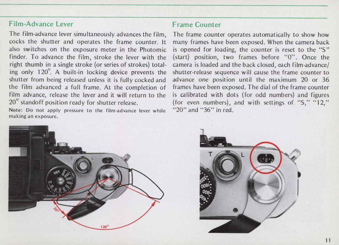 Nikon F25B manual Film-Advance Lever, Frame Counter 