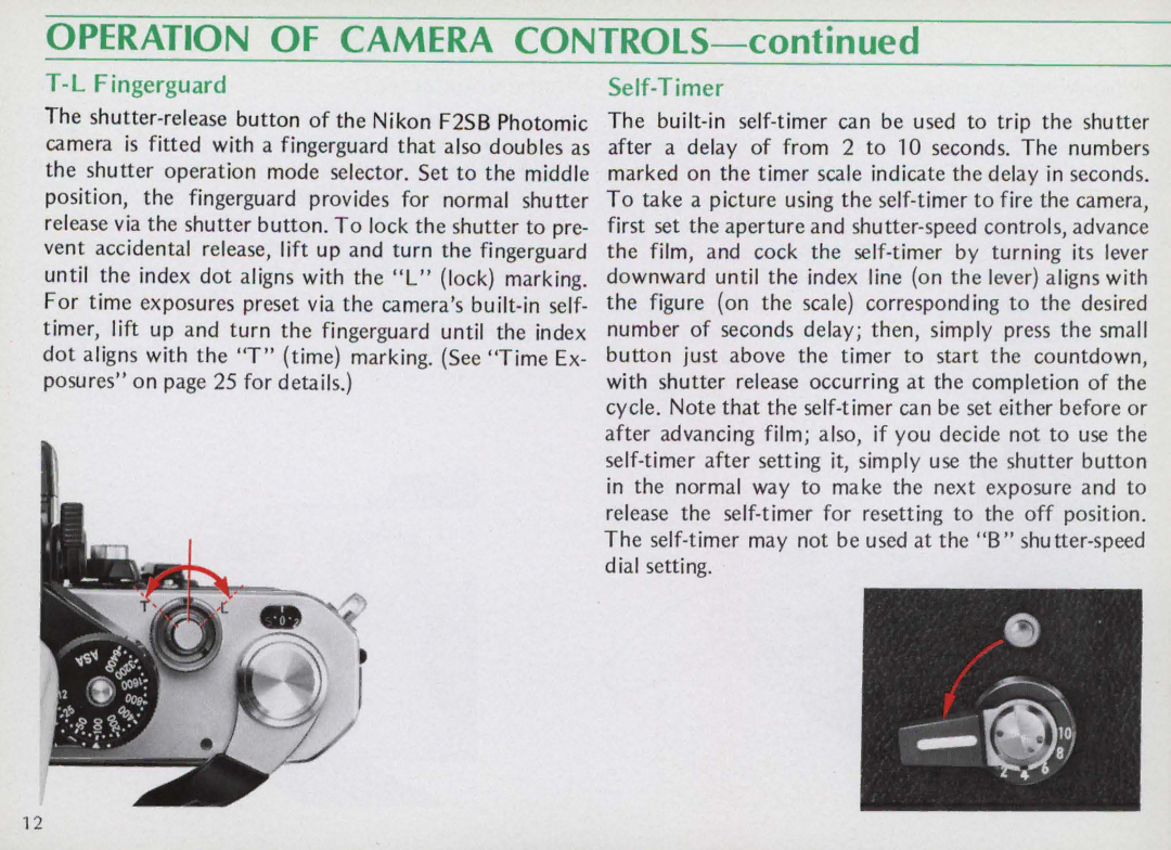 Nikon F25B manual Operation of Camera Controls 