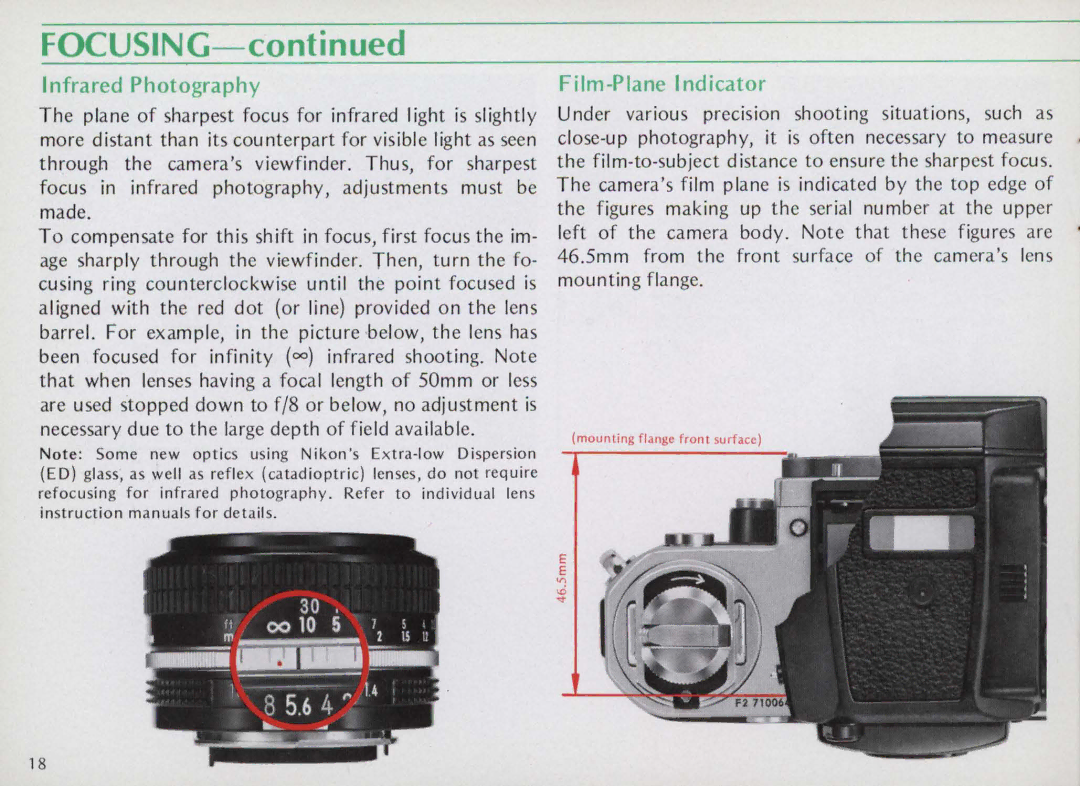 Nikon F25B manual Focusin G 