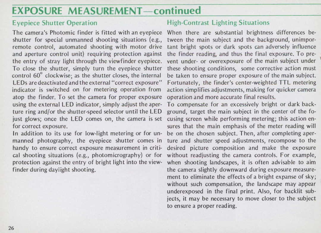 Nikon F25B manual Exposure Measurement 