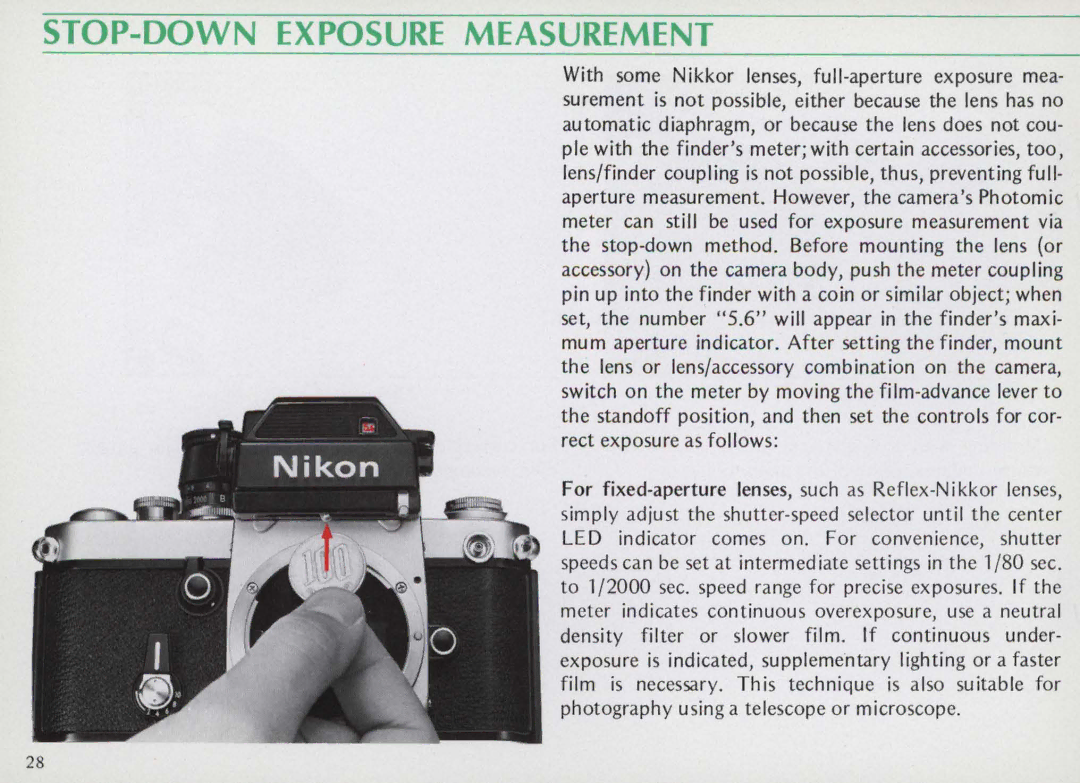 Nikon F25B manual STOP-DOWN Exposure Measurement 