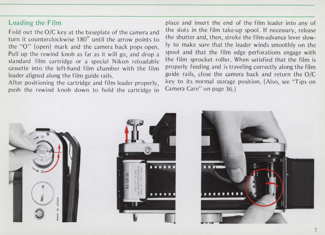 Nikon F25B manual Loading the Film 