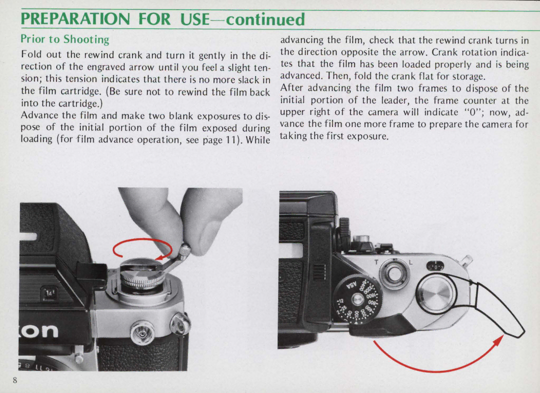 Nikon F25B manual Preparation for USE, Prior to Shooting 