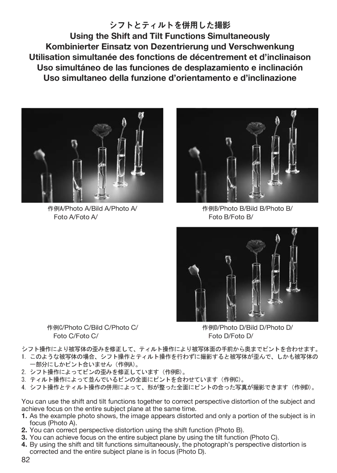 Nikon f/2.8D instruction manual シフトとティルトを併用した撮影 