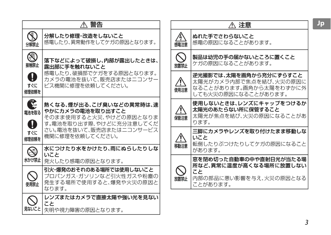 Nikon f/3.5-5.6G ED VR, 2192B user manual 分解したり修理・改造をしないこと 