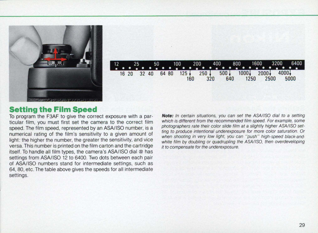 Nikon F3AF instruction manual Setting the Film Speed 