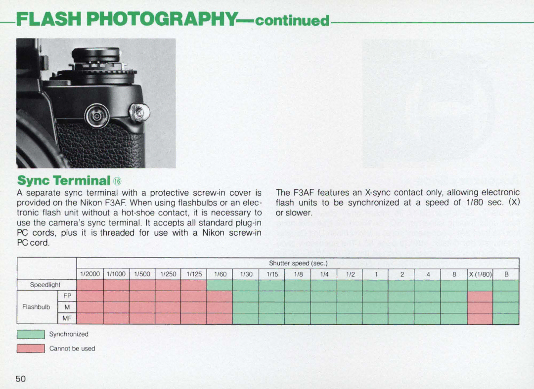 Nikon F3AF instruction manual Flash Photography 