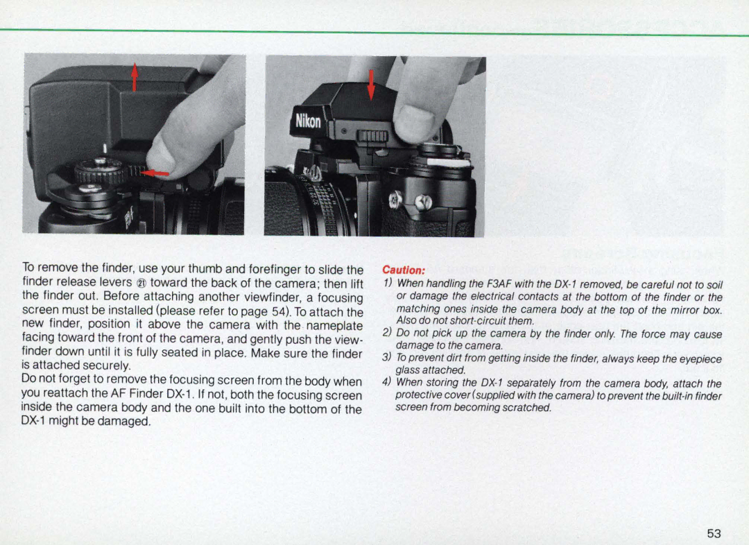 Nikon F3AF instruction manual CaUl/on 