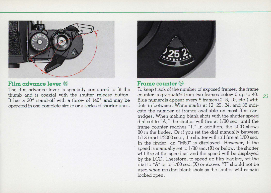 Nikon 1412059, F3HP instruction manual Film advance lever @, Frame counter @ 