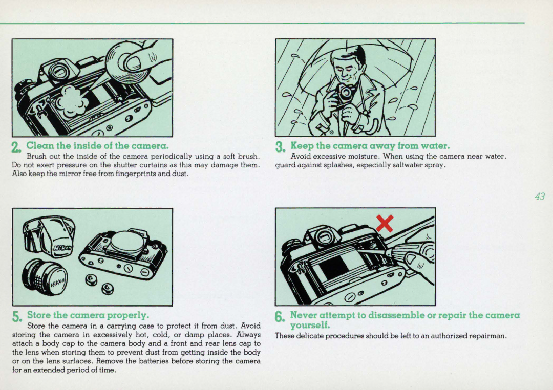 Nikon 1412059, F3HP instruction manual Never attempt to disassemble or repair the camera yourself 