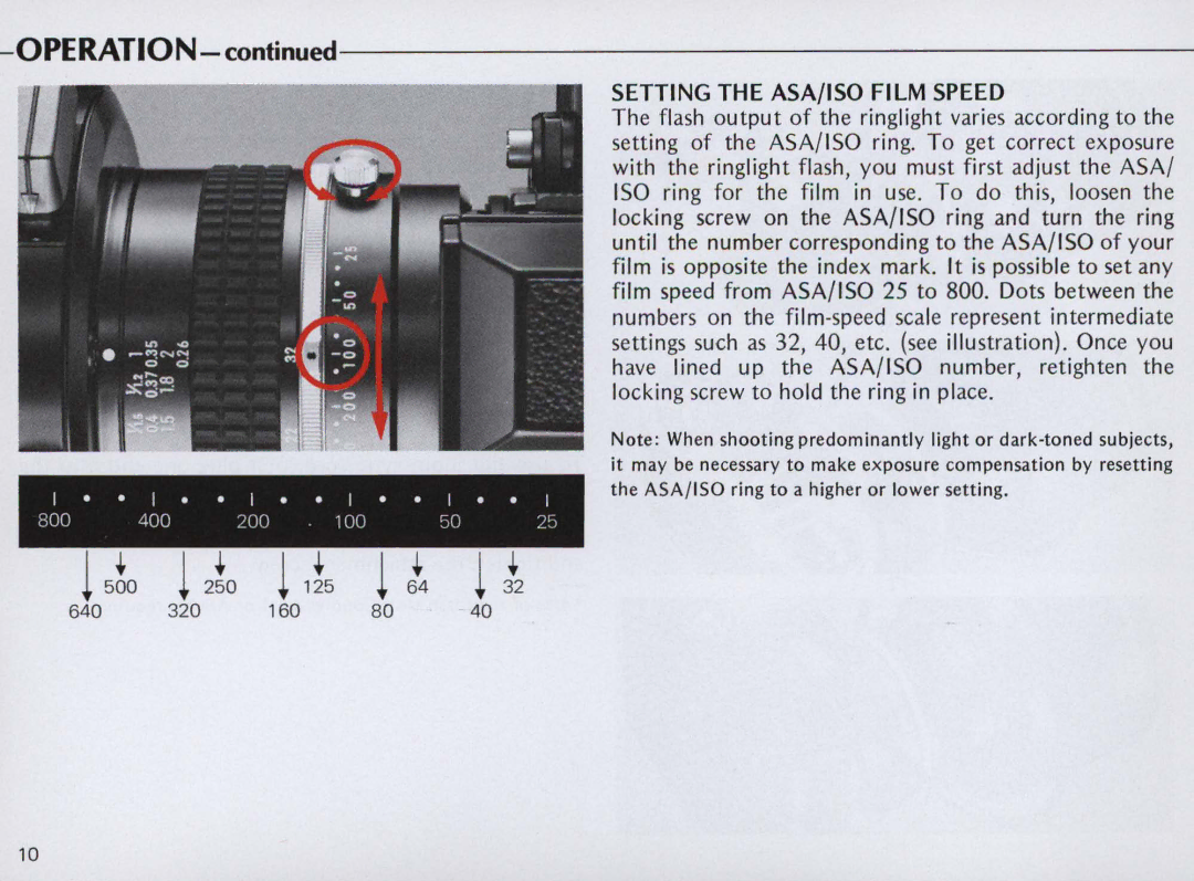 Nikon F/41F instruction manual Setting the ASAjlSO Film Speed 