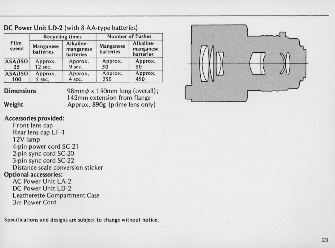 Nikon F/41F instruction manual DC Power Unit LD-2 with 8 AA-type batteries 