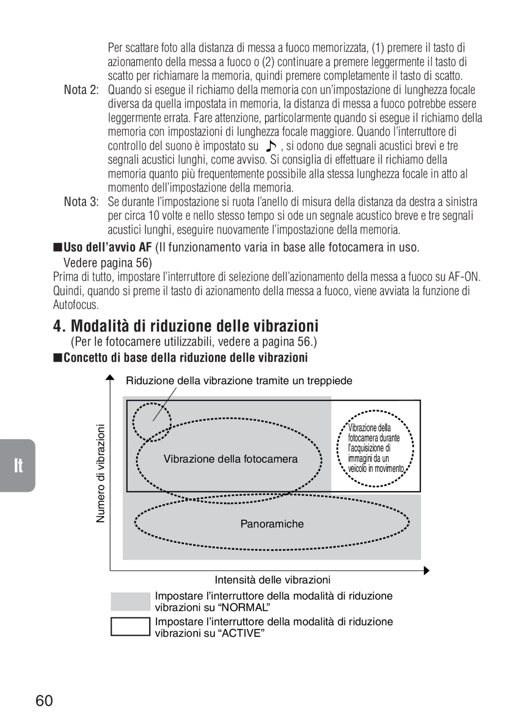 Nikon f/4G IF instruction manual Modalità di riduzione delle vibrazioni, Per le fotocamere utilizzabili, vedere a pagina 