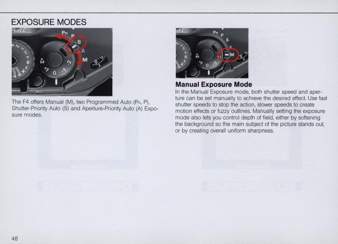 Nikon F4S, F4 Body Only instruction manual Exposure Modes, Manual Exposure Mode 