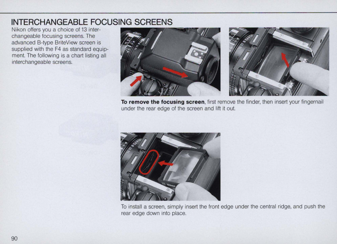 Nikon F4S, F4 Body Only instruction manual Interchangeable Focusing Screens 