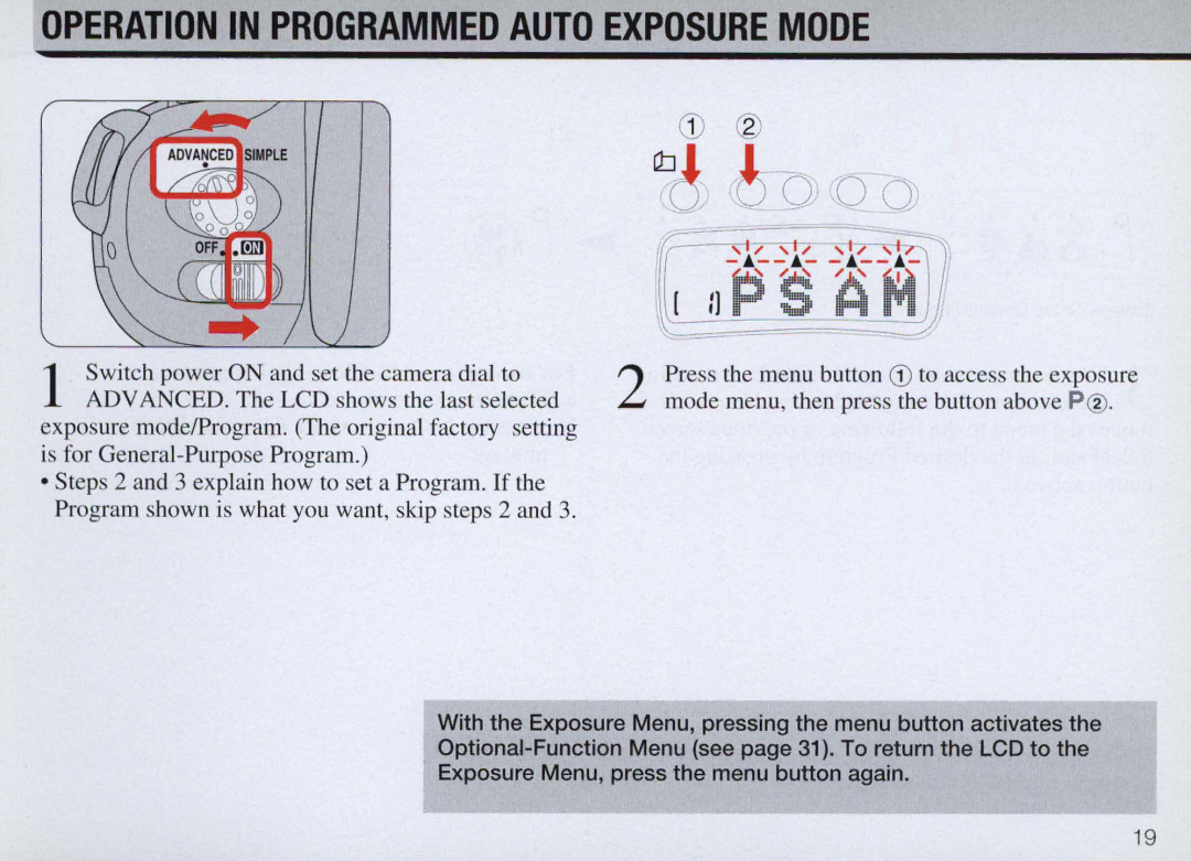 Nikon F50 instruction manual Operation in Programmed Auto Exposure Mode, Cb l 