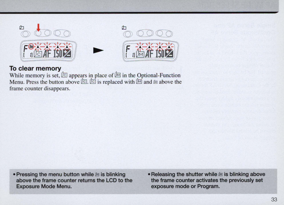 Nikon F50 instruction manual CO QOcaD, To clear memory 