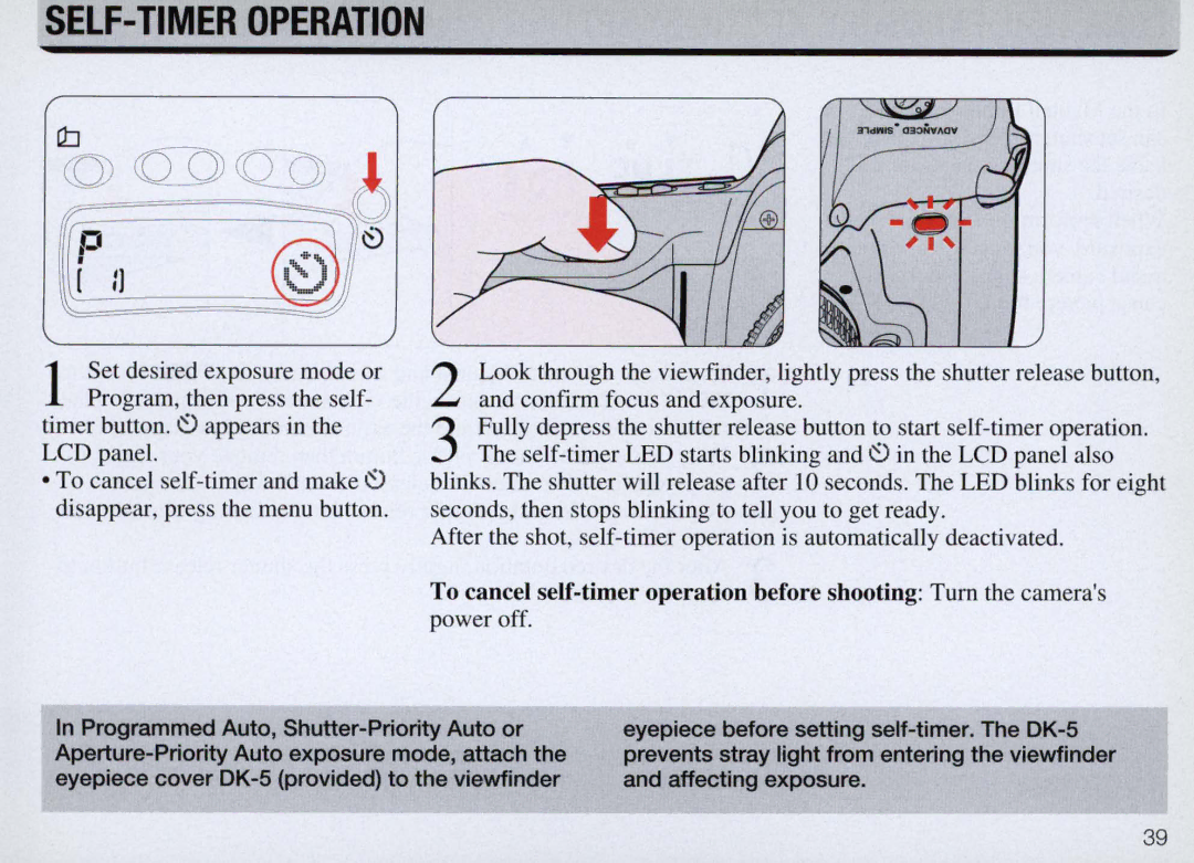 Nikon F50 instruction manual SELF-TIMER Operation 