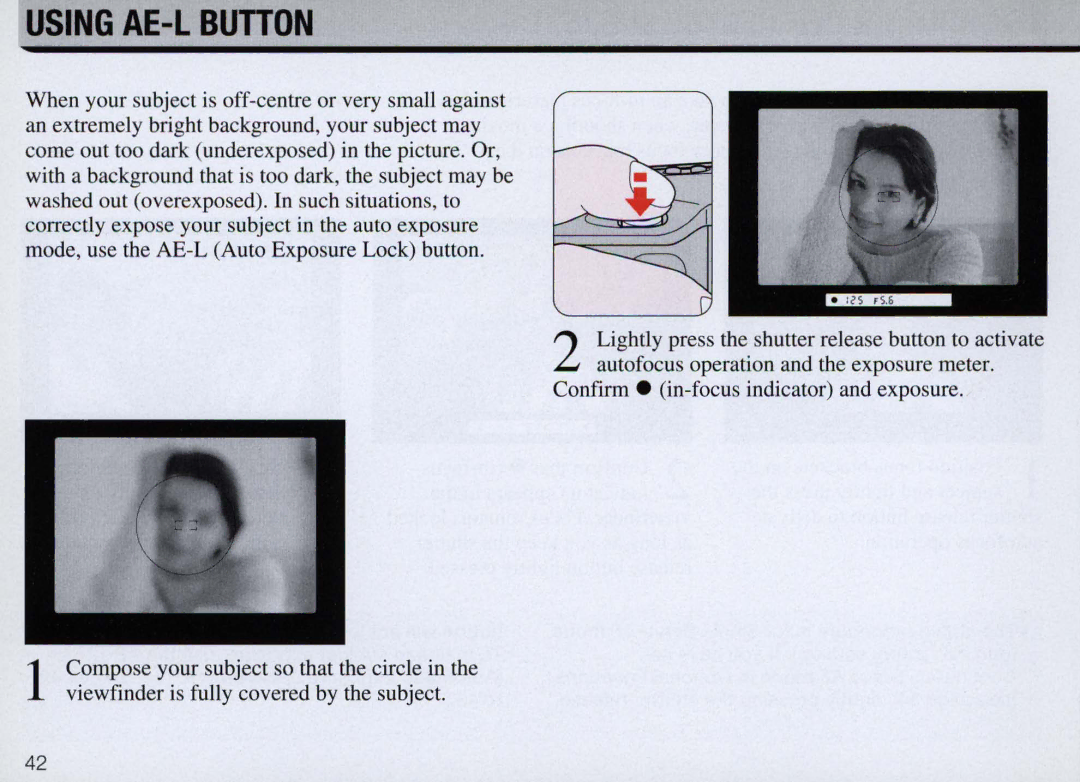 Nikon F50 instruction manual Using AE-L Button 