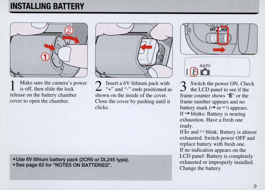 Nikon F50 instruction manual Installing Battery 