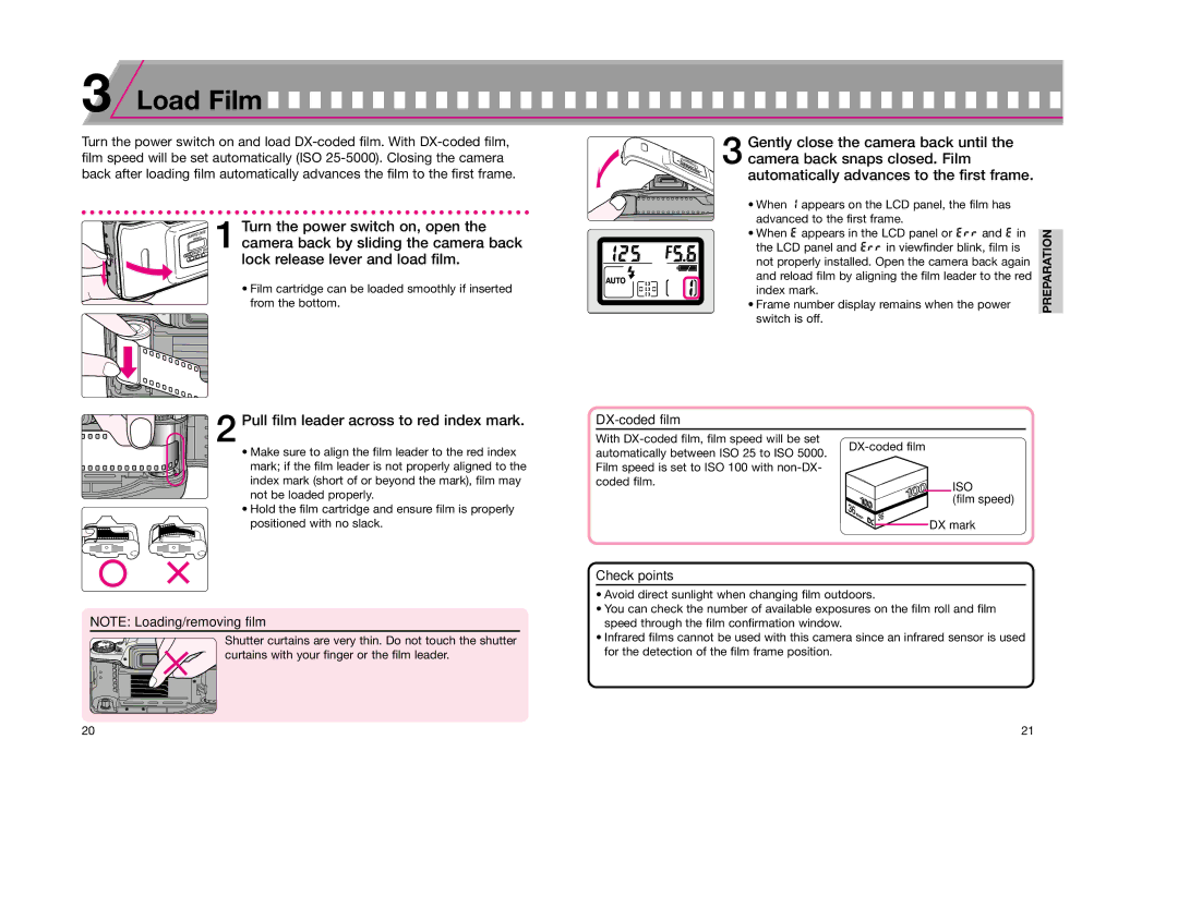 Nikon F65D instruction manual Load Film, Pull film leader across to red index mark, DX-coded film 