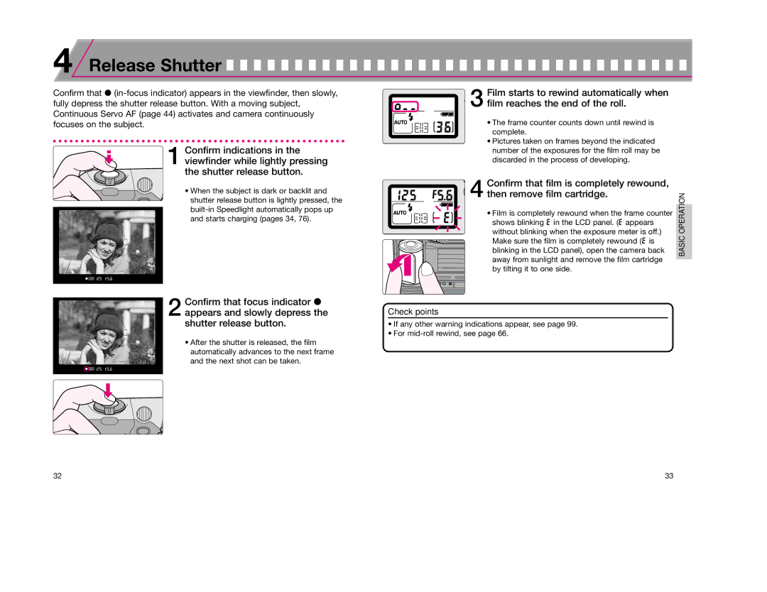 Nikon F65D instruction manual Release Shutter 