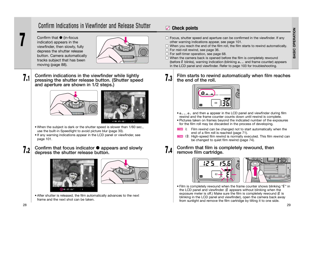 Nikon F80D Confirm indications in the viewfinder while lightly, Pressing the shutter release button. Shutter speed 