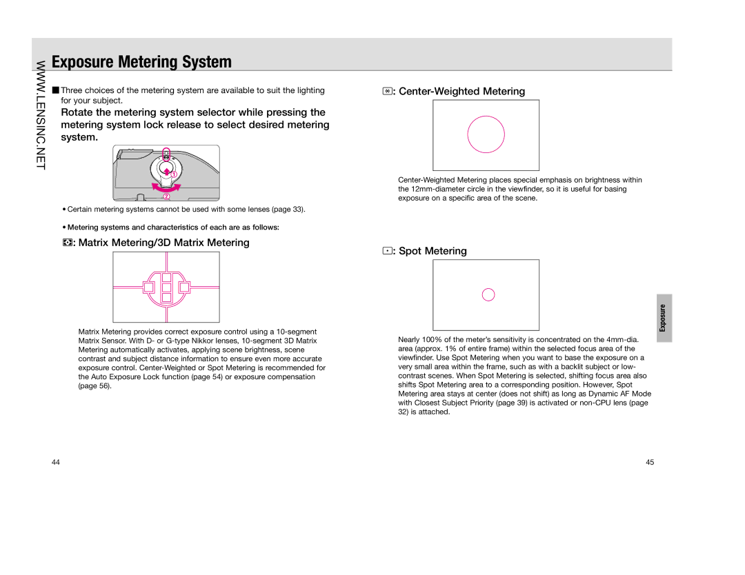 Nikon FAA350NA manual Exposure Metering System 