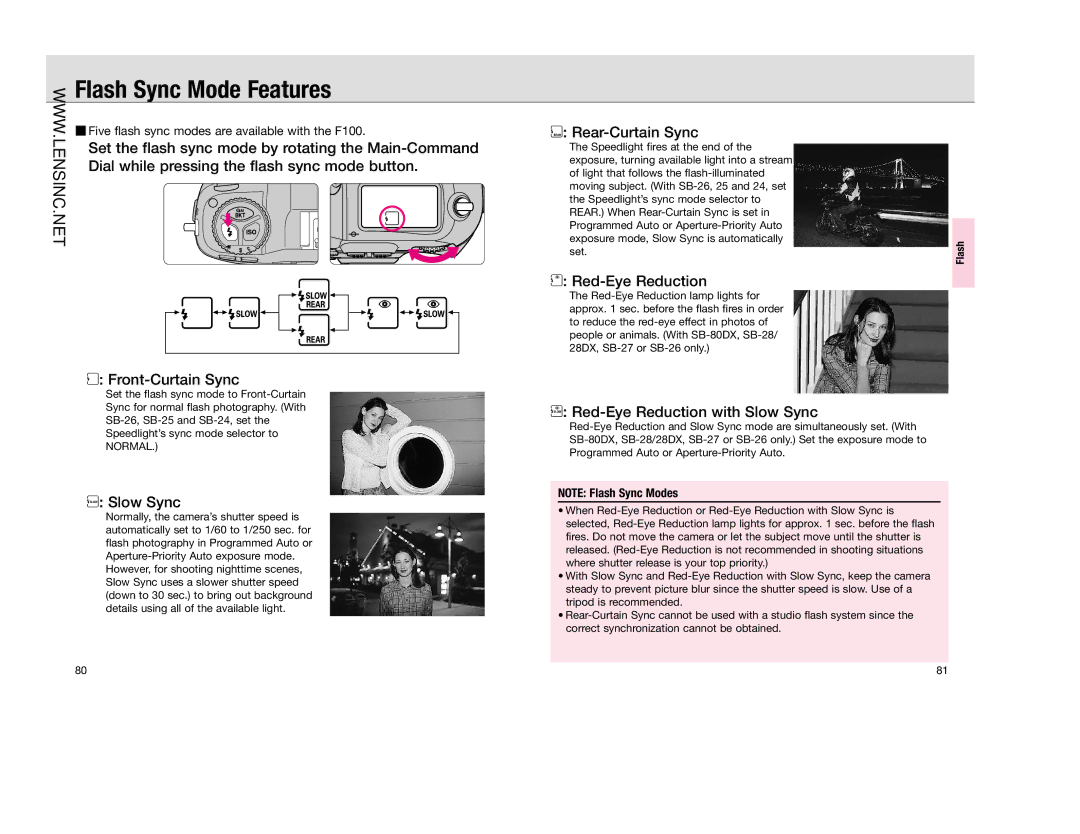 Nikon FAA350NA manual Flash Sync Mode Features 