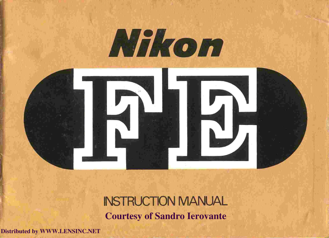 Nikon FE manual Courtesy of Sandro Ierovante 