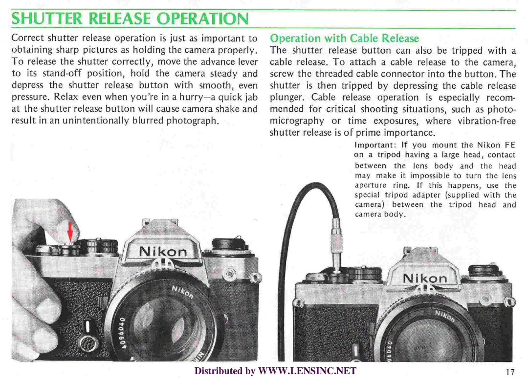 Nikon FE manual 
