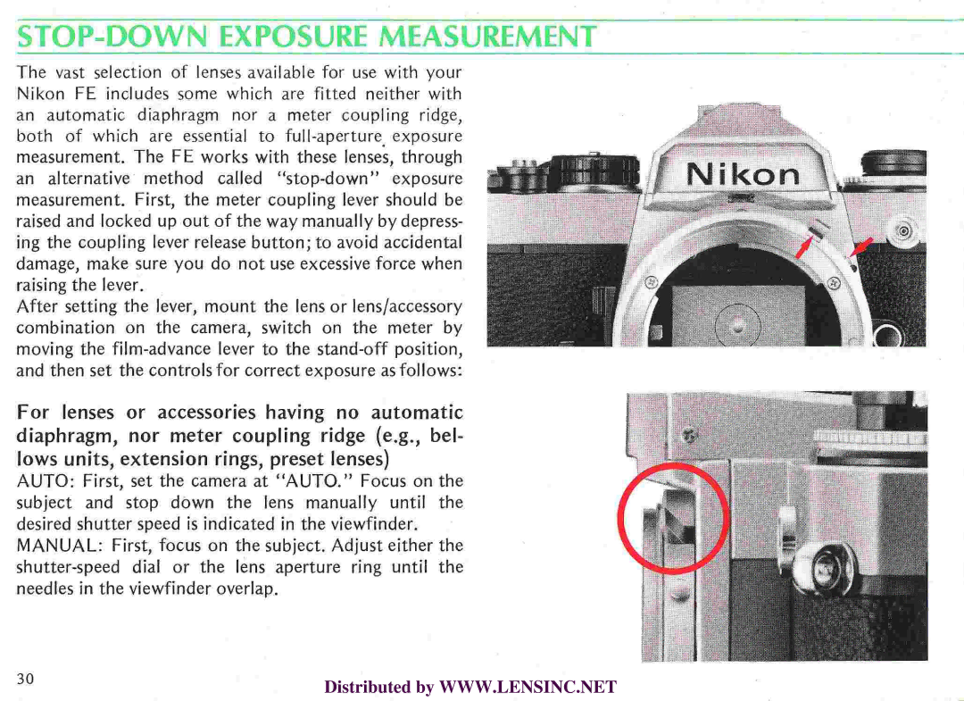 Nikon FE manual 