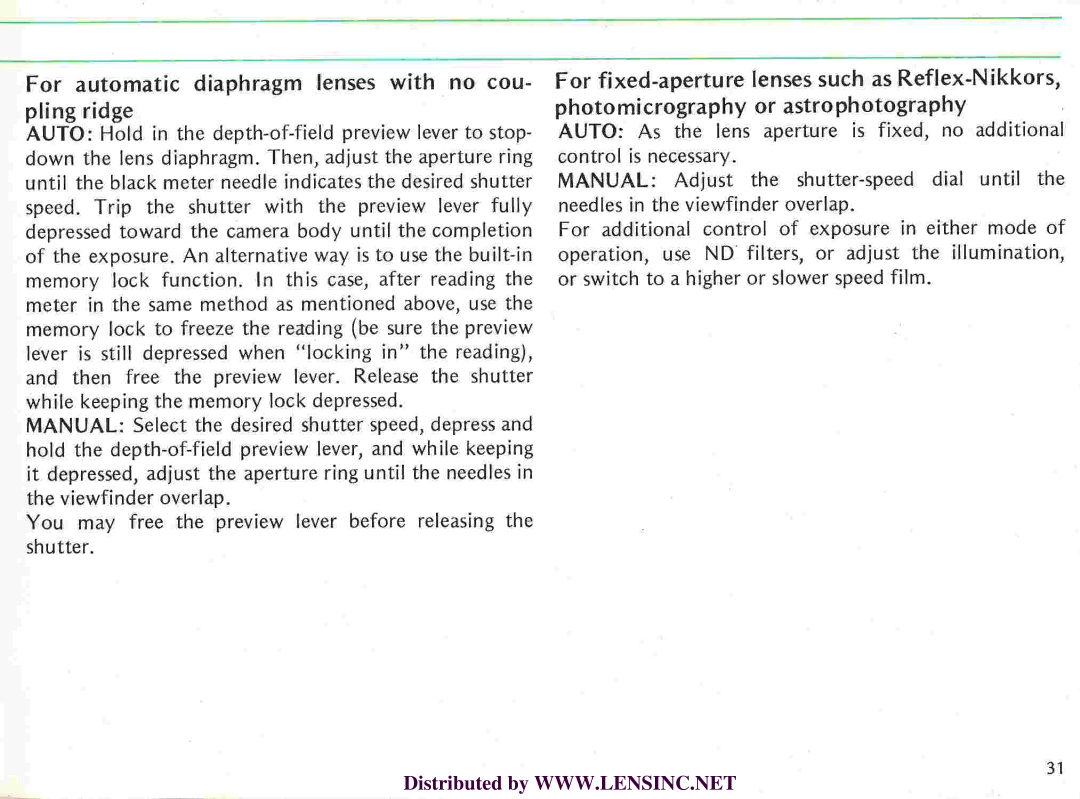Nikon FE manual 