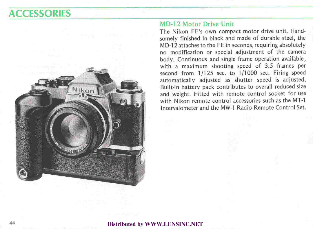 Nikon FE manual 