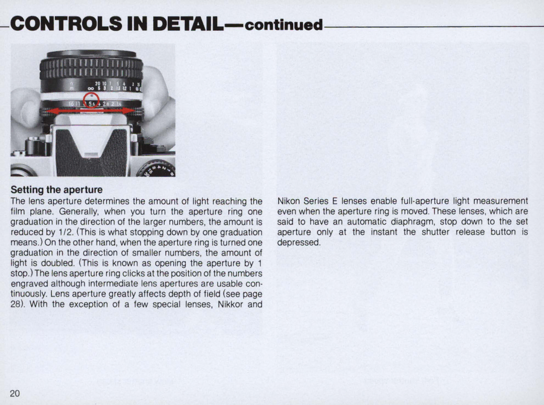 Nikon FM2 Body only, 1683 instruction manual Setting the aperture 