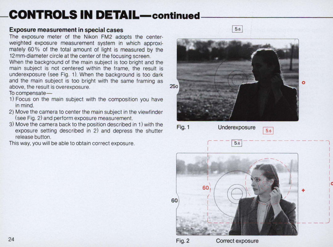 Nikon FM2 Body only, 1683 instruction manual Exposure measurement in special cases 