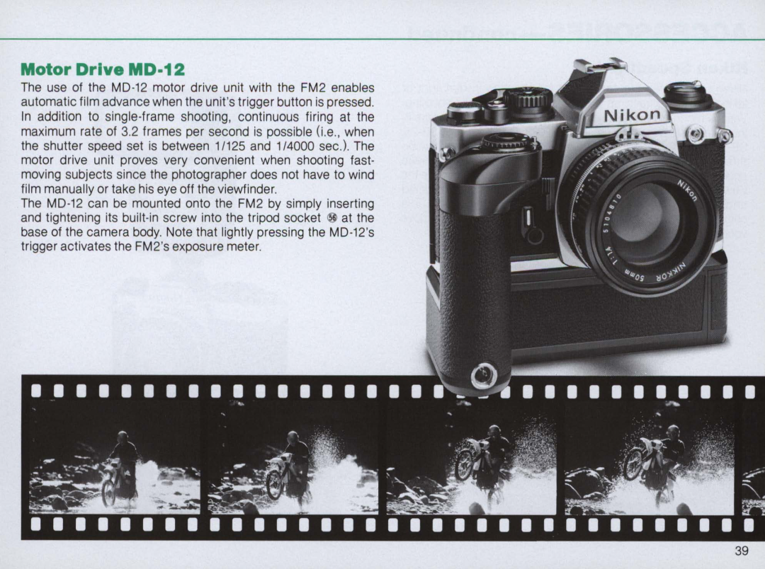 Nikon 1683, FM2 Body only instruction manual Motor Drive MD·12 