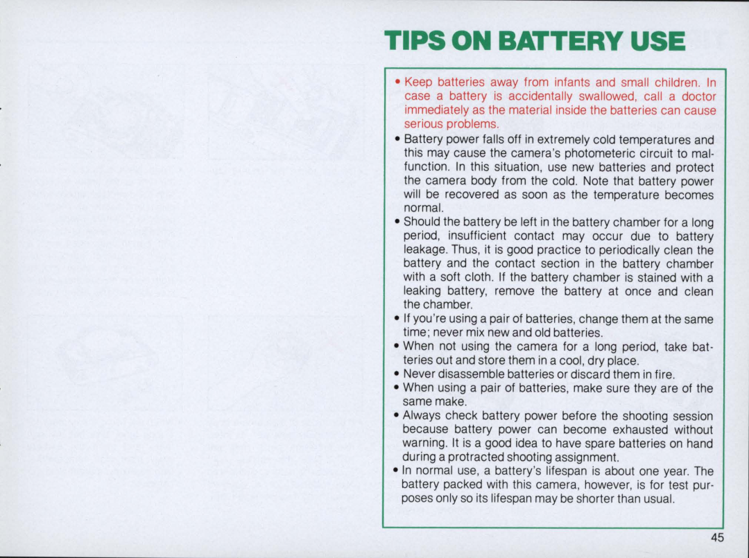 Nikon 1683, FM2 Body only instruction manual Tips On Battery Use 
