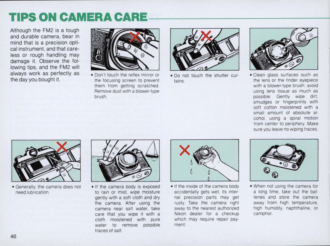 Nikon FM2 Body only, 1683 instruction manual Tips On Cameracare 
