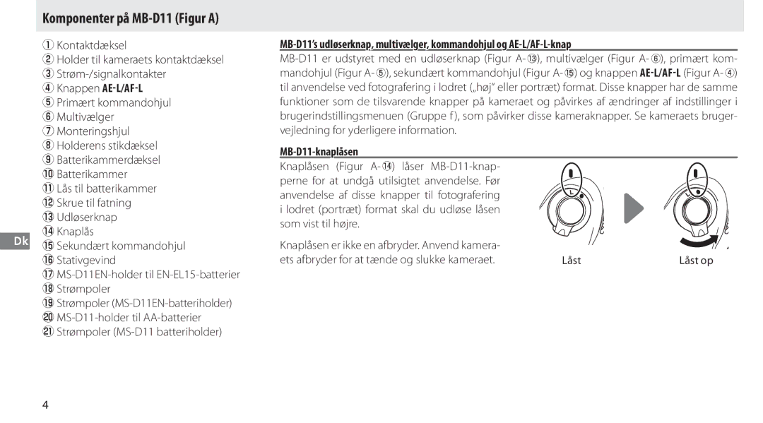 Nikon G02 manual MB-D11-knaplåsen 