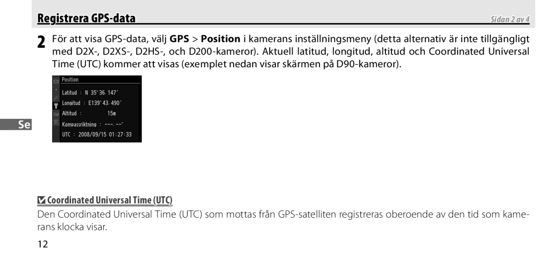 Nikon GP-1 manual Coordinated Universal Time UTC 