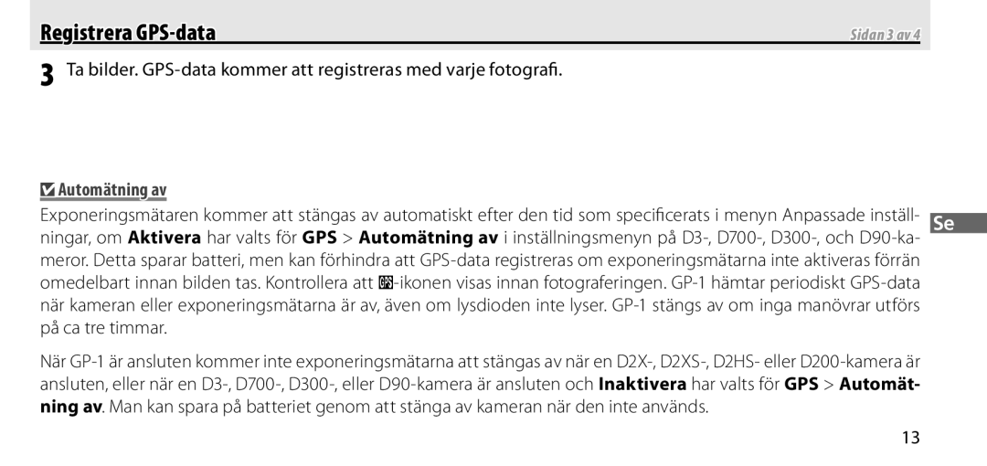 Nikon GP-1 manual Automätning av, Sidan 3 av 