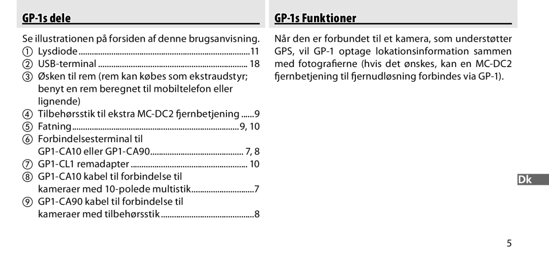 Nikon manual GP-1s dele GP-1s Funktioner 