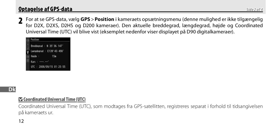 Nikon GP-1 manual Coordinated Universal Time UTC 