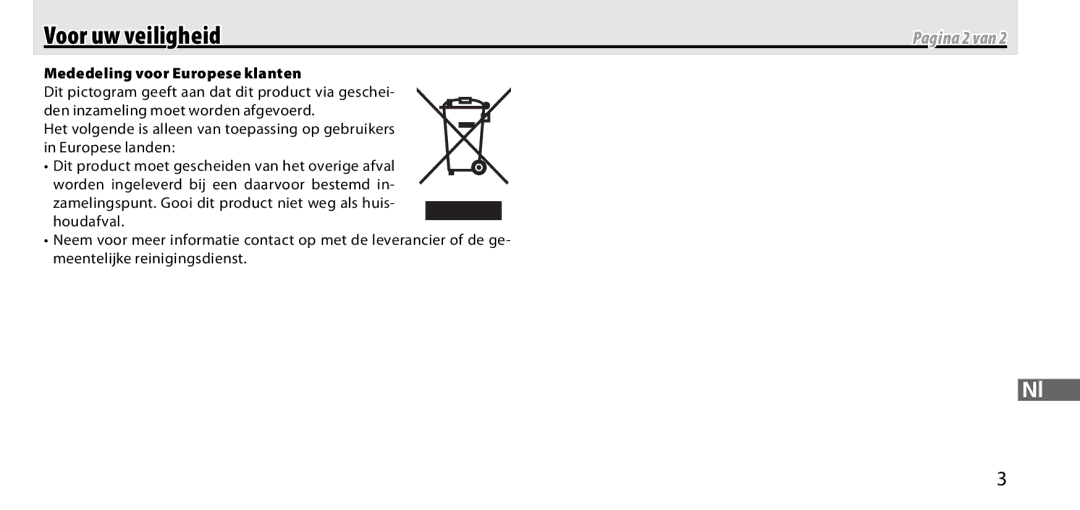 Nikon GP-1 manual Pagina 2 van, Mededeling voor Europese klanten 