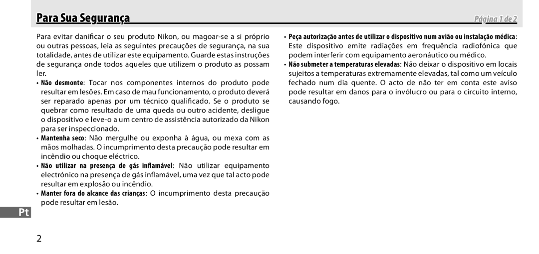 Nikon GP-1 manual Para Sua Segurança, Página 1 de 